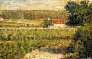 House with Red Roof Artwork by Georges Seurat