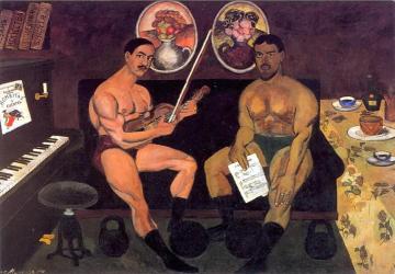 Self-portrait With Pyotr Konchalovsky Artwork by Ilya Mashkov