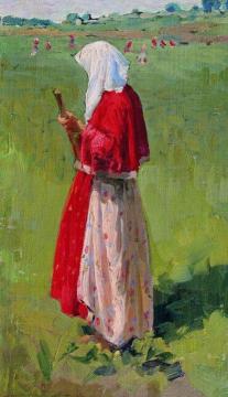 Peasant Woman with Rake Artwork by Ivan Kulikov