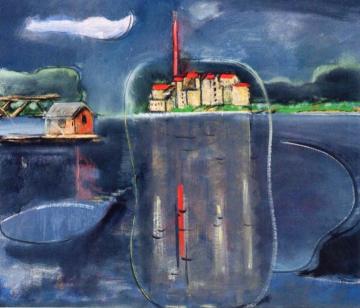 The Power Houses, Sea Cliff Artwork by Max Weber