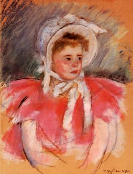 Simone in White Bonnet Seated with Clasped Hands (no.1) Artwork by Mary Cassatt