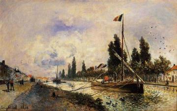 The Barge on the Canal near Paris Artwork by Johan Berthold Jongkind