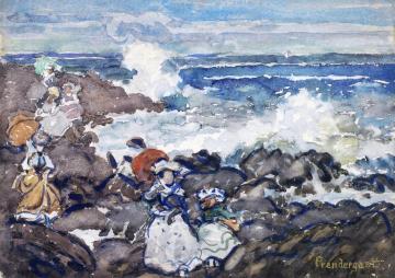 Rocks, Waves and Figures Artwork by Maurice Prendergast