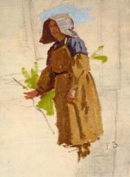 Grape Picker in a Cap Artwork by Jean Frederic Bazille