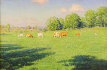 Grazing cows Artwork by Johan Krouthén