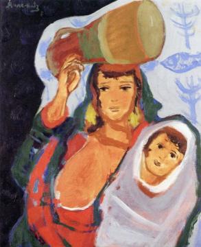 Woman with Pitcher Artwork by Mané-Katz