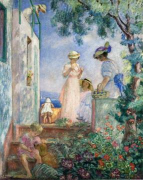 Girls on the Terrace, Sainte-Maxime Artwork by Henri Lebasque