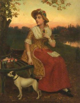 Lady and a Dog Artwork by Phillip Richard Morris