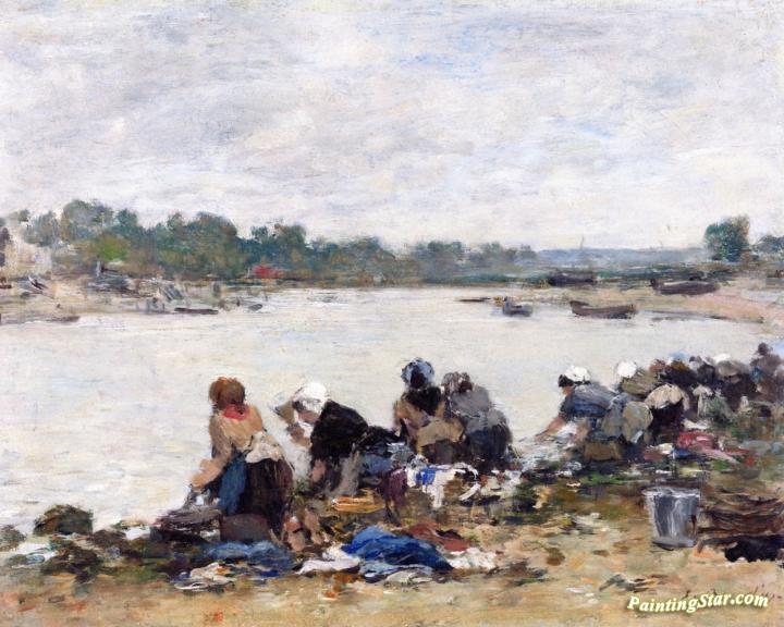 Laundresses on the Banks of the Touques Artwork by Eugène-Louis Boudin