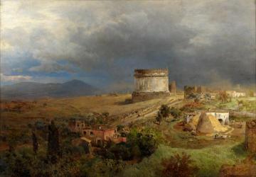 Via Appia With The Tomb Of Cecilia Metella Artwork by Oswald Achenbach