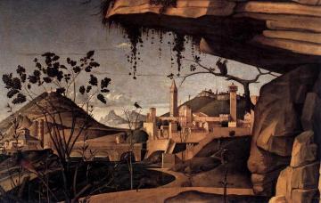St Jerome Reading In The Countryside (detail) Artwork by Giovanni Bellini