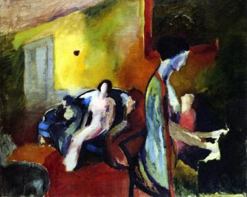 Interior with Woman at Piano Artwork by Arthur B. Carles