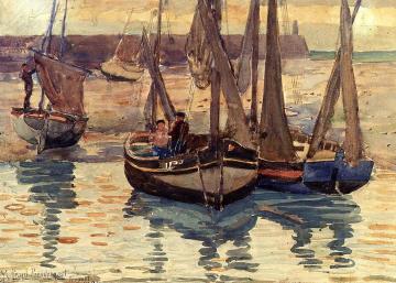 Small Fishing Boats, Treport, France Artwork by Maurice Prendergast