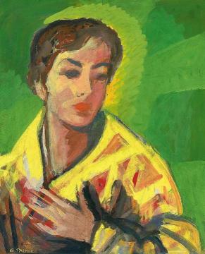 Portrait Of A Lady With Yellow Cape Artwork by Gisbert Palmie