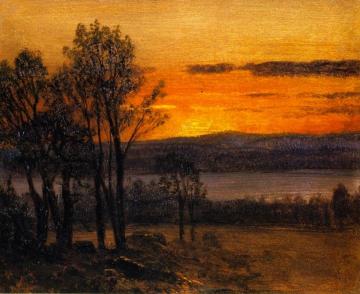 Sunset Sketch Artwork by Albert Bierstadt