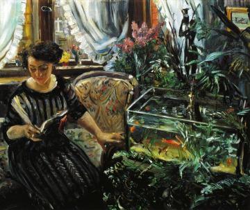 Woman by a Goldfish Tank Artwork by Lovis Corinth