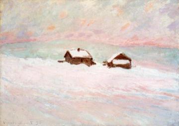 Houses in the Snow, Norway Artwork by Claude Oscar Monet