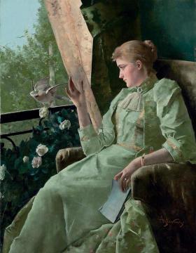Symphony in Green Artwork by Alfred Stevens