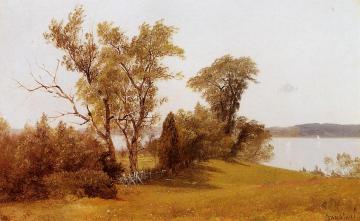 Sailboats on the Hudson at Irvington Artwork by Albert Bierstadt
