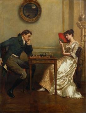 A Game of Chess Artwork by George Goodwin Kilburne