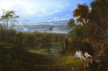 Adam And Eve Entertaining The Angel Raphael Artwork by John Martin
