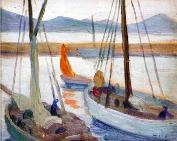 Fishing Boats In The Morning Artwork by Blanche Augustine Camus