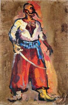 Triptych. Cossack with a saber Artwork by Pyotr Konchalovsky