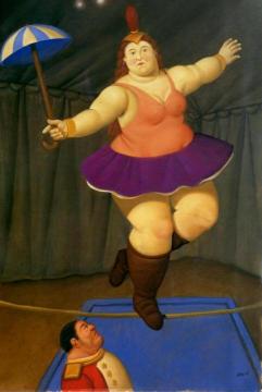 Equilibrist with Umbrella Artwork by Fernando Botero