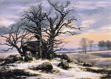 Megalith Grave Near Vordingborg In Winter Artwork by Johan Christian Dahl