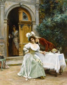 A Garden Flirtation Artwork by Jules Girardet