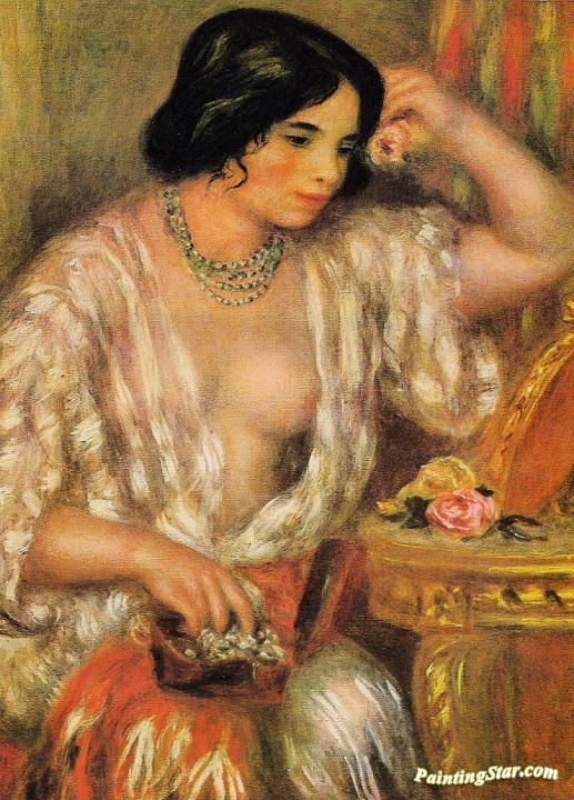 Gabrielle Wearing Jewelry Artwork by Pierre Auguste Renoir