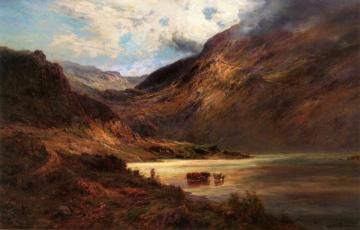 Cattle Watering in the Highlands Artwork by Alfred de Breanski, Sr.