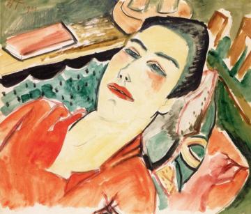 Reclining Woman (Marta) Artwork by Hermann Max Pechstein