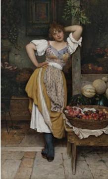 The Fruit Seller Artwork by Eugen Von Blaas