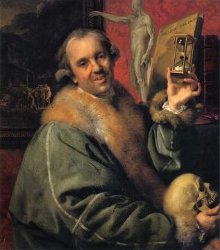 Self Portrait with Hour Glass and Skull Artwork by Johann Zoffany