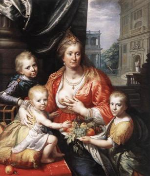 Sophia Hedwig, Countess Of Nassau Dietz, With Her Three Sons Artwork by Paulus Moreelse