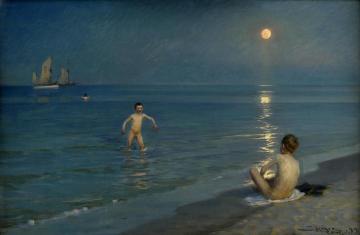 Boys Bathing at Skagen, Summer Evening Artwork by Peder Severin Kroyer