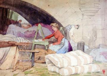 Mattress Renovators, Pont Neuf Artwork by Frank Nelson Wilcox