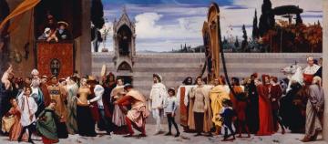 Cimabue's Celebrated Madonna Is Carried In Procession Through The Streets Of Florence Artwork by Sir Frederick Lord Leighton