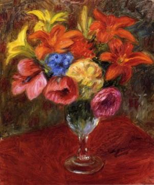 Poppies, Lilies and Blue Flowers Artwork by William James Glackens