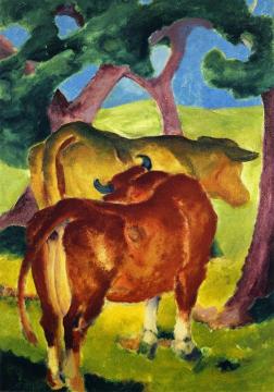 Cows under Trees Artwork by Franz Marc