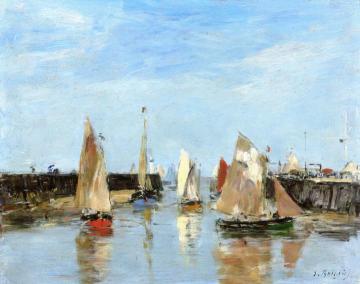Trouville, the Jetties, High Tide Artwork by Eugène-Louis Boudin