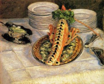 Still Life with Crayfish Artwork by Gustave Caillebotte