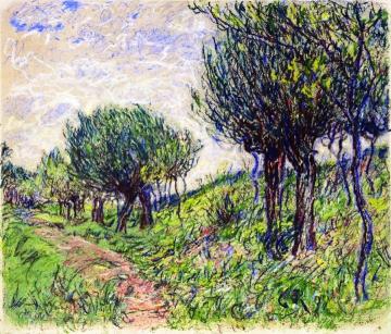 Hügelige Landschaft mit Bäumen und Weg Artwork by Christian Rohlfs