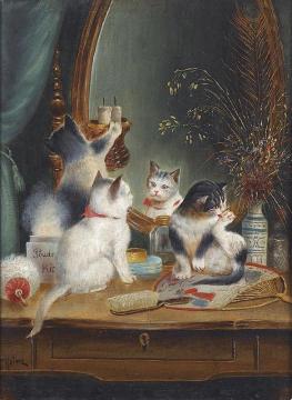 Cats in the Boudoir Artwork by Carl Reichert