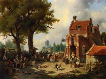 Festivities outside the Inn Artwork by Jacques Francois Carabain