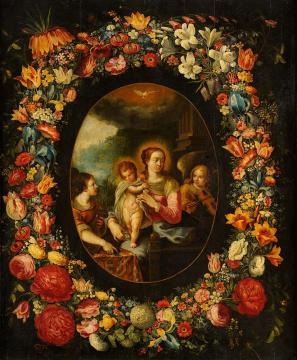 Antwerpen Madonna And Child In The Garland Artwork by Frans Francken II