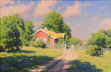 Cottage with veranda Artwork by Johan Krouthén