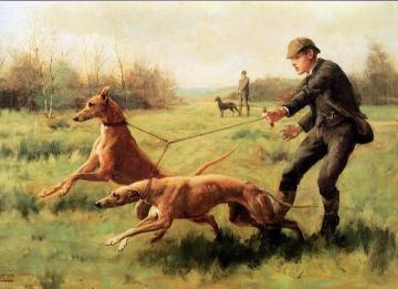 Exercising Greyhounds Artwork by George Goodwin Kilburne