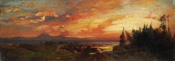 Sunset On The Great Salt Lake, Utah Artwork by Thomas Moran